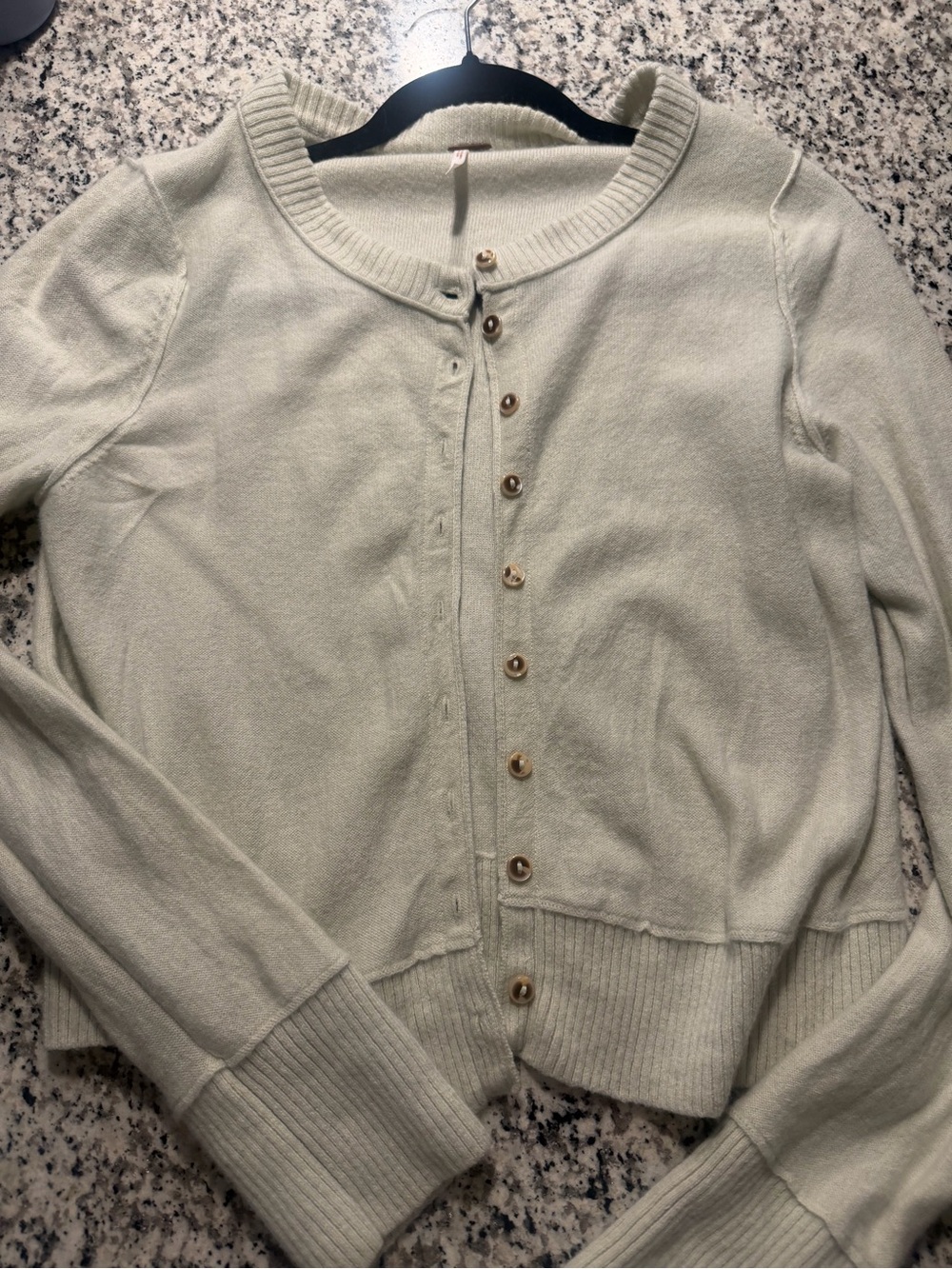 Free People Women's Mint Green Button-Up Sweater Cashmere Cardigan